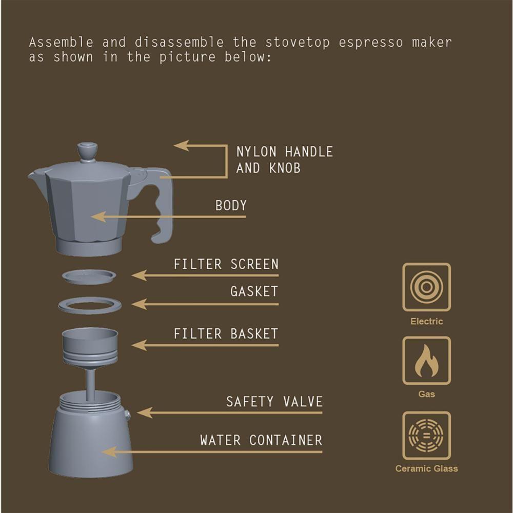 Cafeteira Expresso Italiana Tramontina Alumínio Preto 320ml - 3