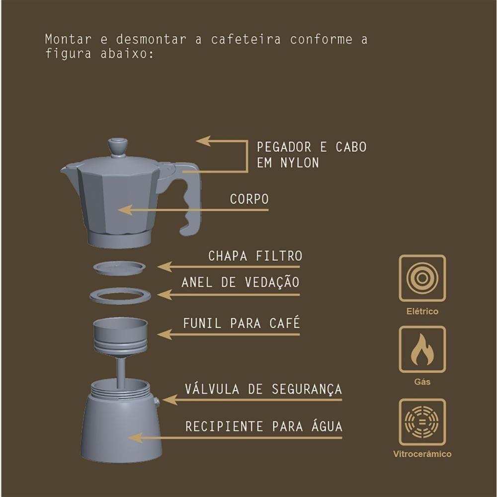 Cafeteira Expresso Italiana Tramontina Alumínio Preto 320ml - 4