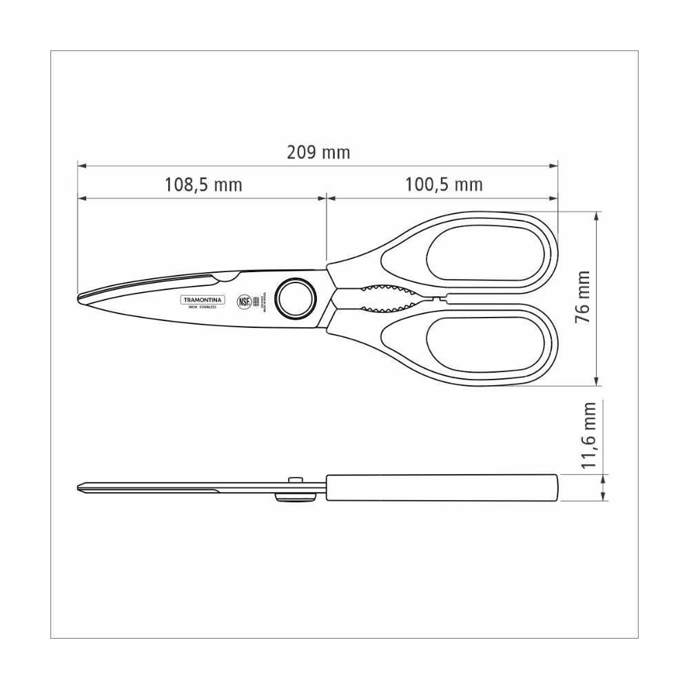 Tesoura Multiuso Tramontina Supercort Com Lâmina Aço Inox E Cabo De Polipropileno Preto 8 Polegada - 2