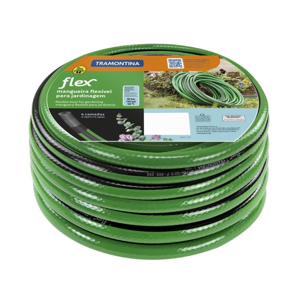 Mangueira Flex Para Jardim Tramontina Verde Com Faixa Preta Em Pvc 4 Camadas 50 M - 1