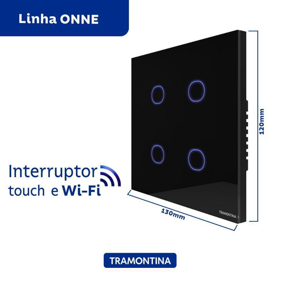 Interruptor Touch Smart 4x4 Tramontina Preto Com 4 Canais - 4