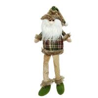 Papai Noel Decorativo Natal Pelúcia Sentado Perna Mole Xadrez Verde E Champanhe Crochê 40cm - 5