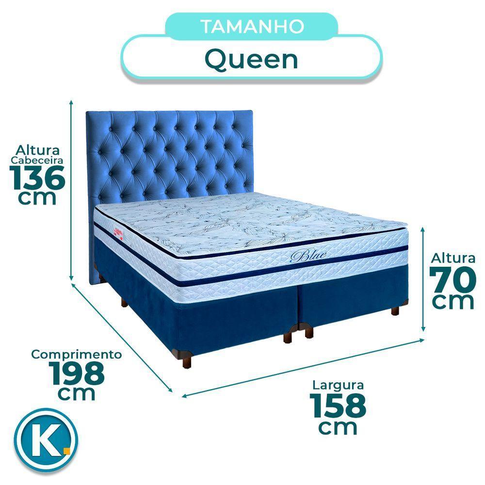 Kit Cama Box + Cabeceira + Colchão Queen Molas Ensacadas - Blue - Paropas - 3