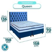 Kit Cama Box + Cabeceira + Colchão Queen Molas Ensacadas - Blue - Paropas - 3