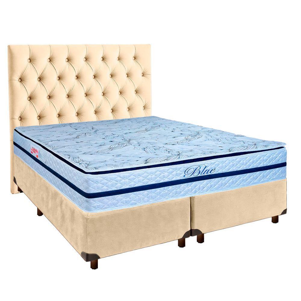 Kit Cabeceira + Cama Box + Colchão Queen Molas Ensacadas Blue Paropas - 1