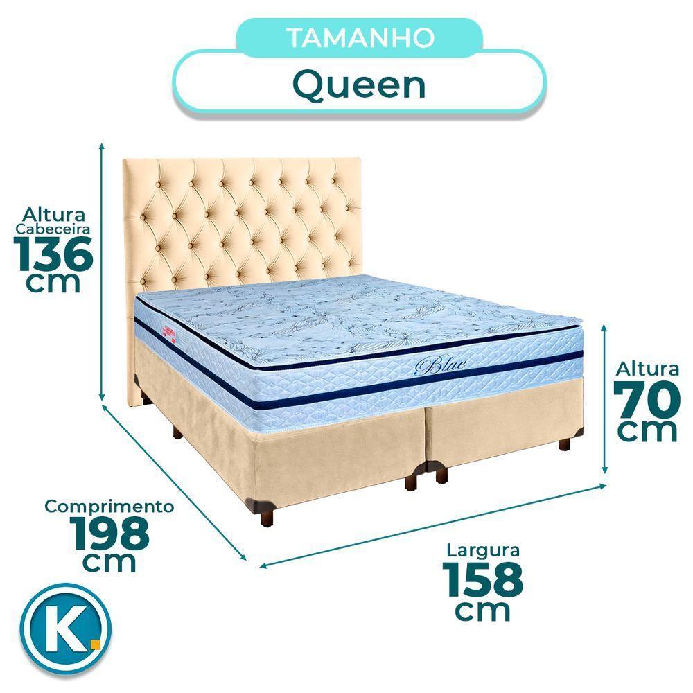Kit Cabeceira + Cama Box + Colchão Queen Molas Ensacadas Blue Paropas - 3