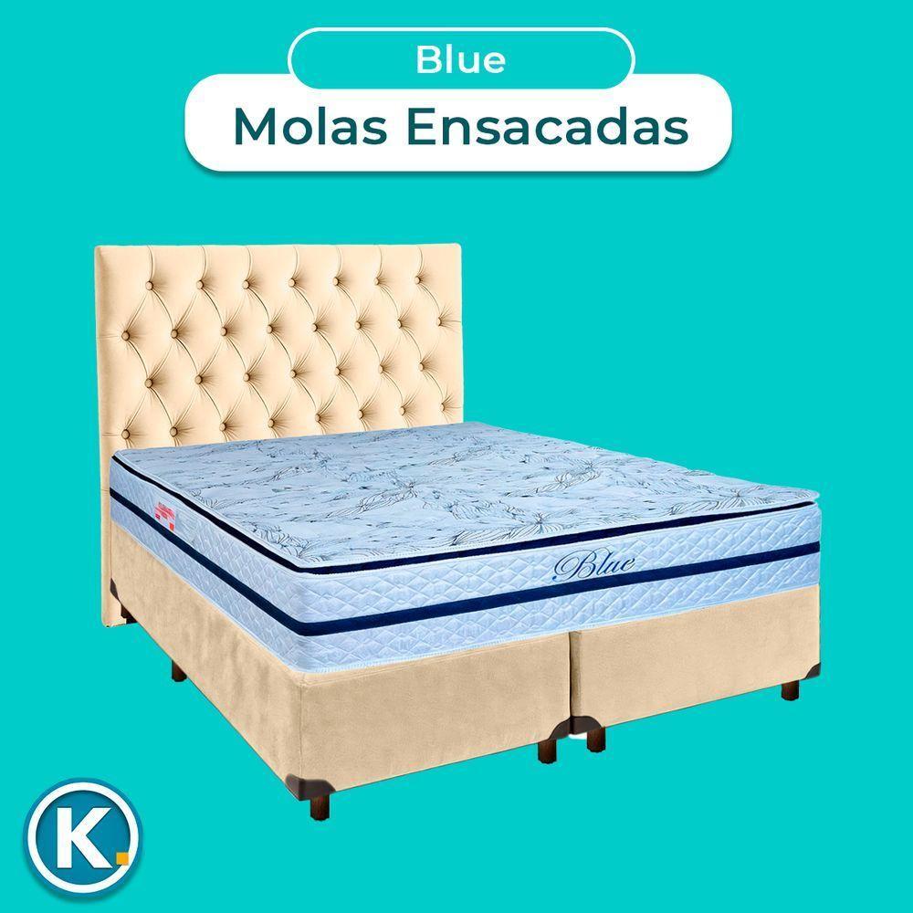 Kit Cabeceira + Cama Box + Colchão Queen Molas Ensacadas Blue Paropas - 4
