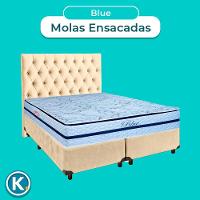 Kit Cabeceira + Cama Box + Colchão Queen Molas Ensacadas Blue Paropas