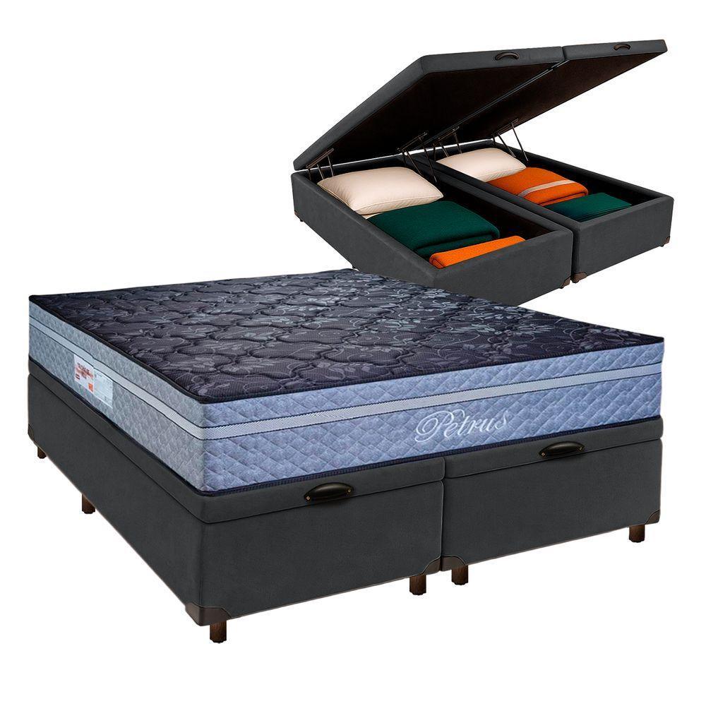 Conjunto Cama Box Bau Blindado Queen + Colchão Molas Ensacadas Petrus Paropas - 1