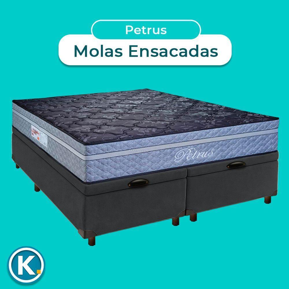 Conjunto Cama Box Bau Blindado Queen + Colchão Molas Ensacadas Petrus Paropas - 4