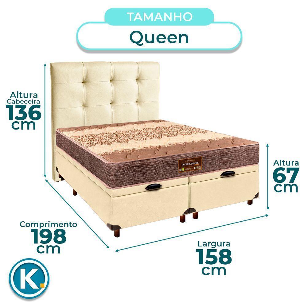 Cama Box Bau + Colchão Queen D26 Ortophedic Sankonfort + Cabeceira Estofada - 3