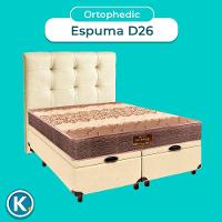 Cama Box Bau + Colchão Queen D26 Ortophedic Sankonfort + Cabeceira Estofada