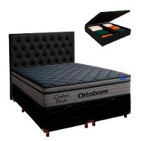Baú Preto + Cabeceira + Colchão Queen Confort Black Ortobom - 1