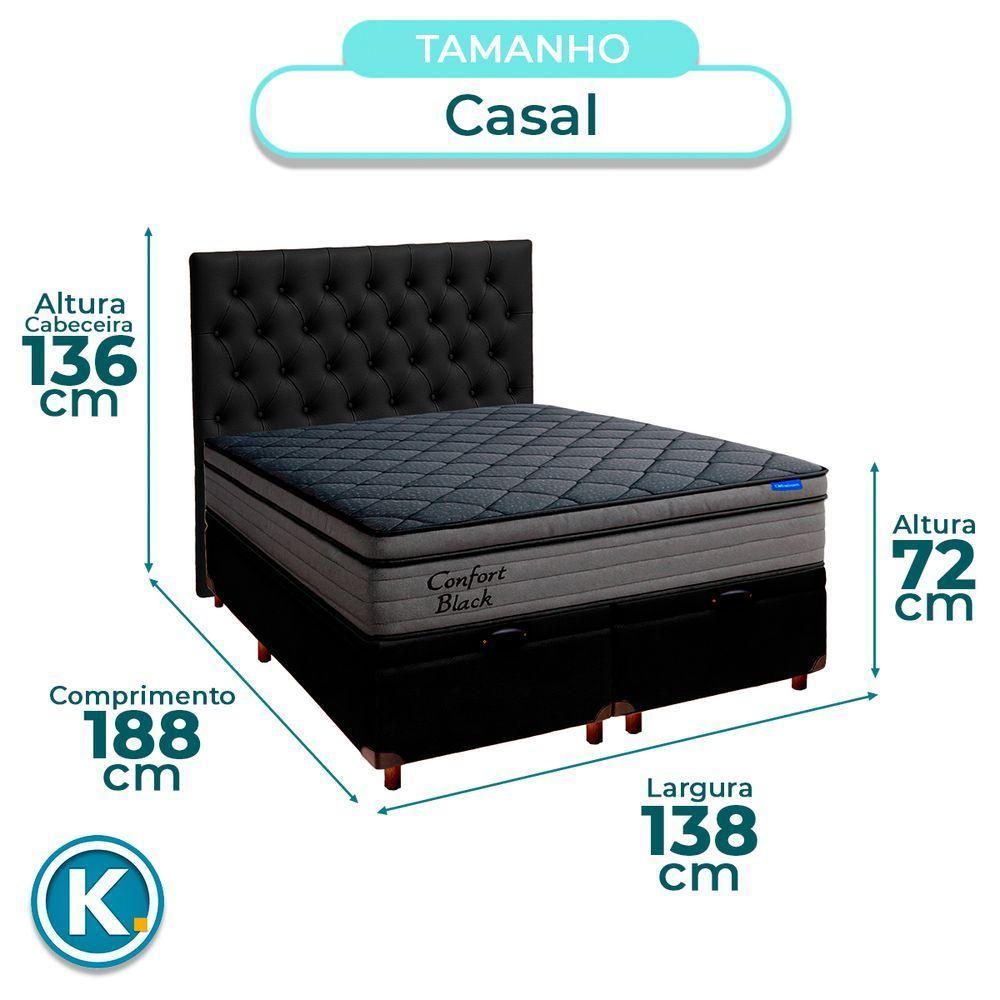 Baú Preto + Cabeceira + Colchão Casal Confort Black Ortobom - 3