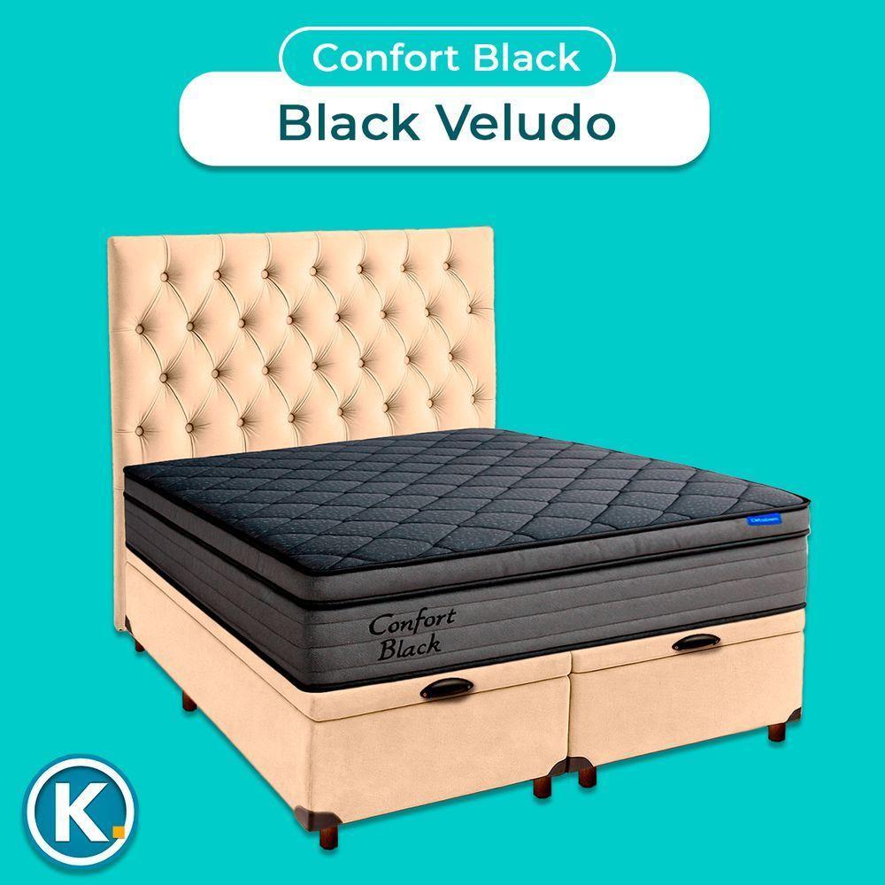 Baú Perola + Cabeceira + Colchão Queen Confort Black Ortobom - 4