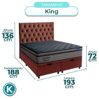 Baú Marrom + Cabeceira + Colchão King Confort Black Ortobom - 3