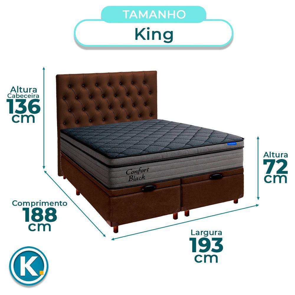 Baú Marrom + Cabeceira + Colchão King Confort Black Ortobom - 3