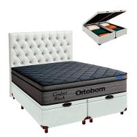 Baú Branco + Cabeceira + Colchão King Confort Black Ortobom - 1