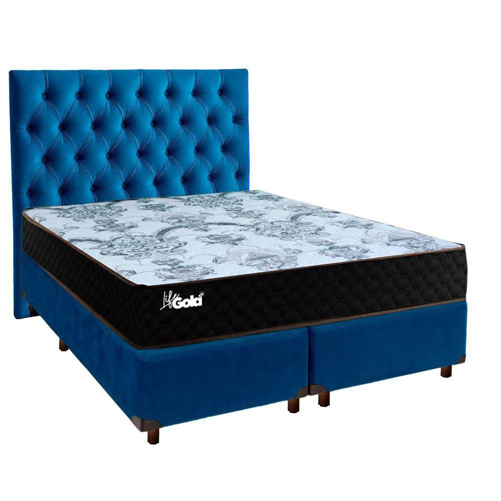 Cama + Box Blindado E Colchão Molas Ensacadas Casal - Life Gold Paropas + Cabeceira - 1