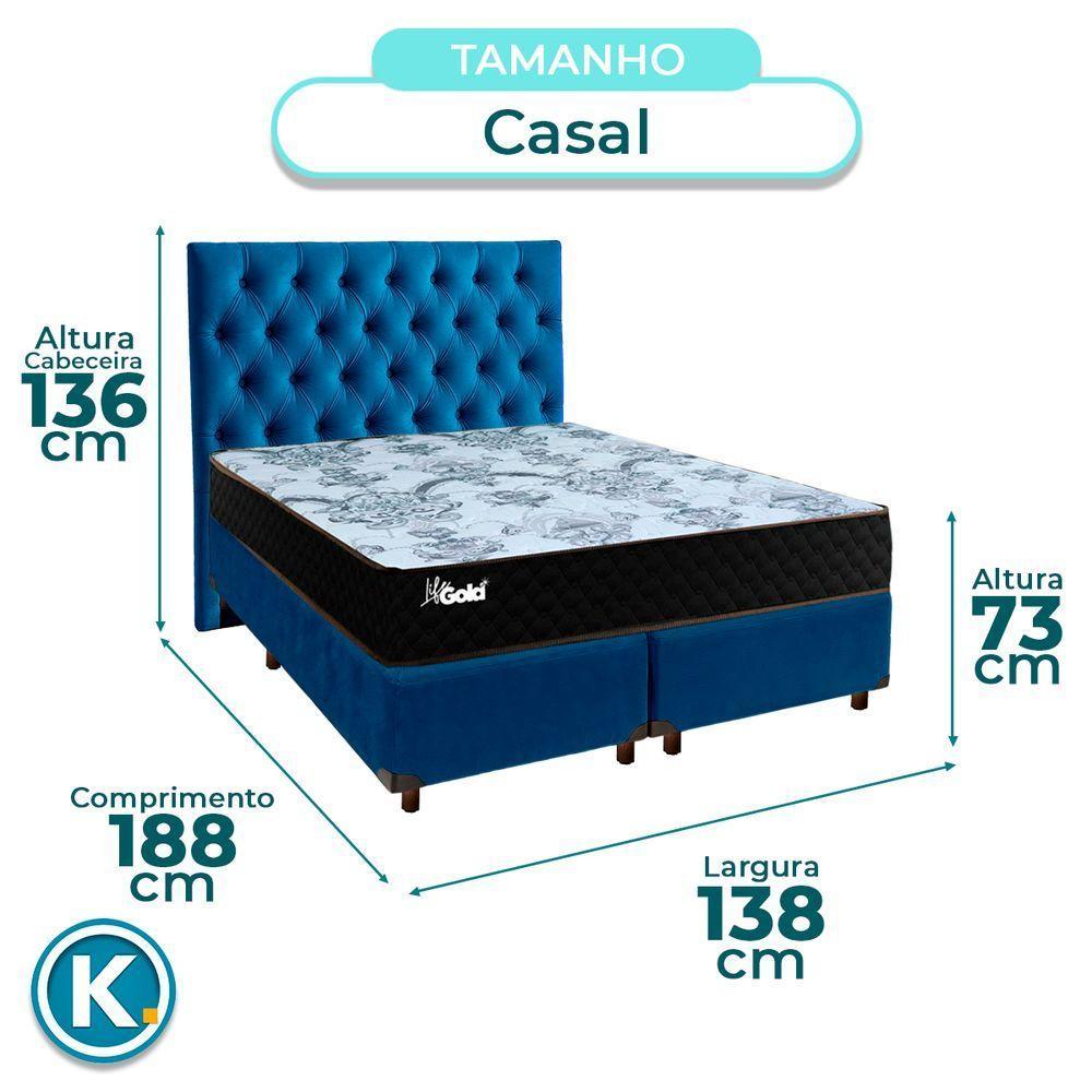 Cama + Box Blindado E Colchão Molas Ensacadas Casal - Life Gold Paropas + Cabeceira - 3