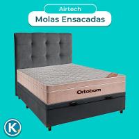 Cama + Bau Blindado E Colchão Ortobom Molas Ensacadas Casal - Airtech + Cabeceira