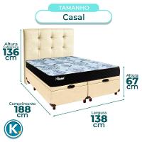 Cama + Bau Blindado E Colchão Molas Ensacadas Casal - Life Gold Paropas + Cabeceira - 3