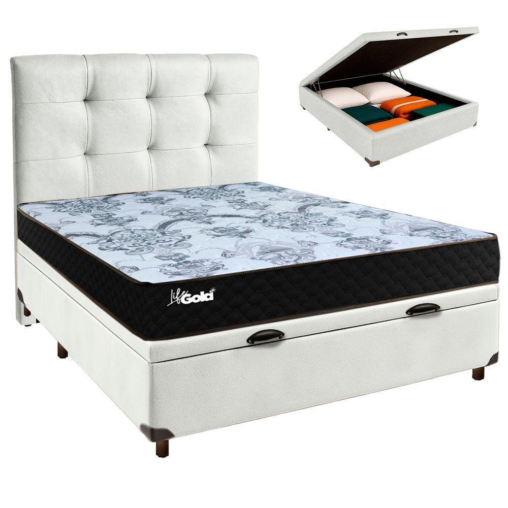 Cama + Bau Blindado E Colchão Molas Ensacadas Casal - Life Gold Paropas + Cabeceira - 1
