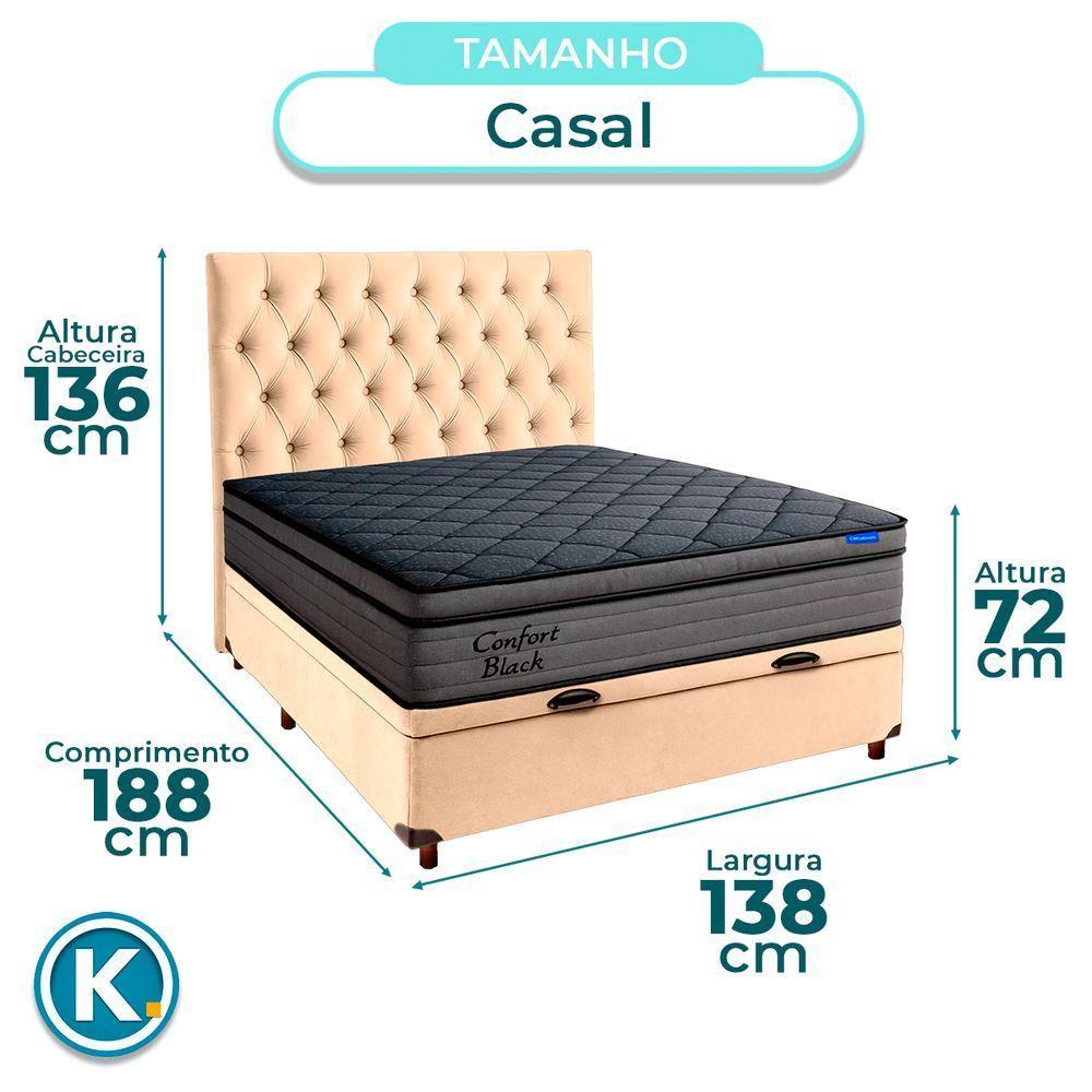 Baú Perola + Cabeceira + Colchão Casal Confort Black Ortobom - 3