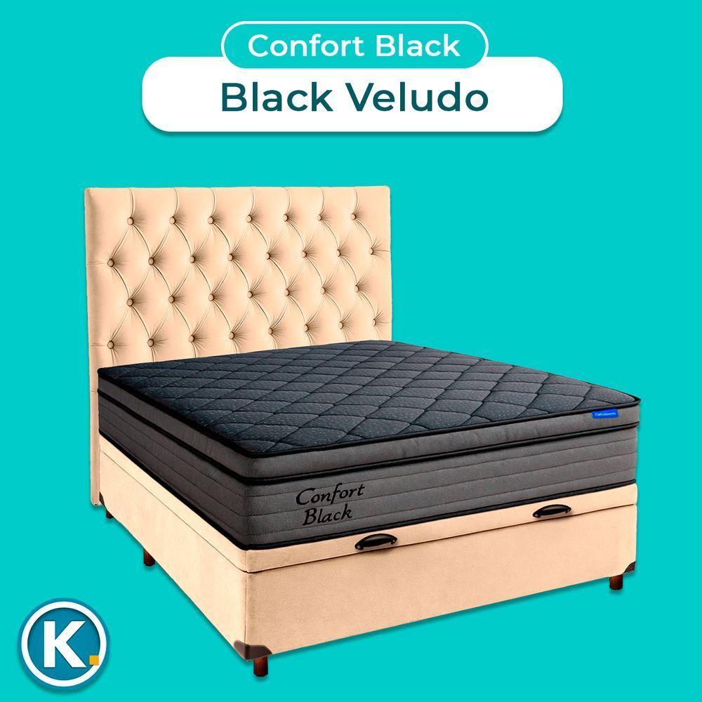Baú Perola + Cabeceira + Colchão Casal Confort Black Ortobom - 4