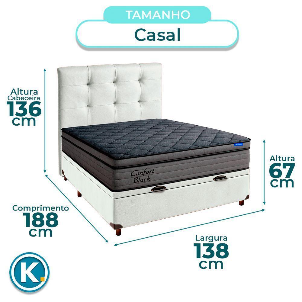 Baú Branco + Cabeceira + Colchão Casal Confort Black Ortobom - 3