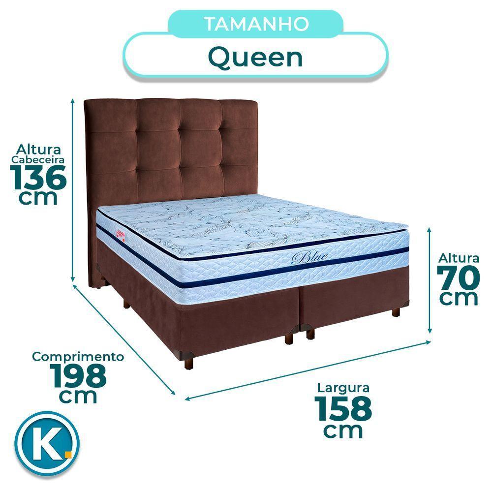 Conjunto Cama Box Marrom Queen + Colchão Molas Ensacadas Blue Paropas + Cabeceira - 3
