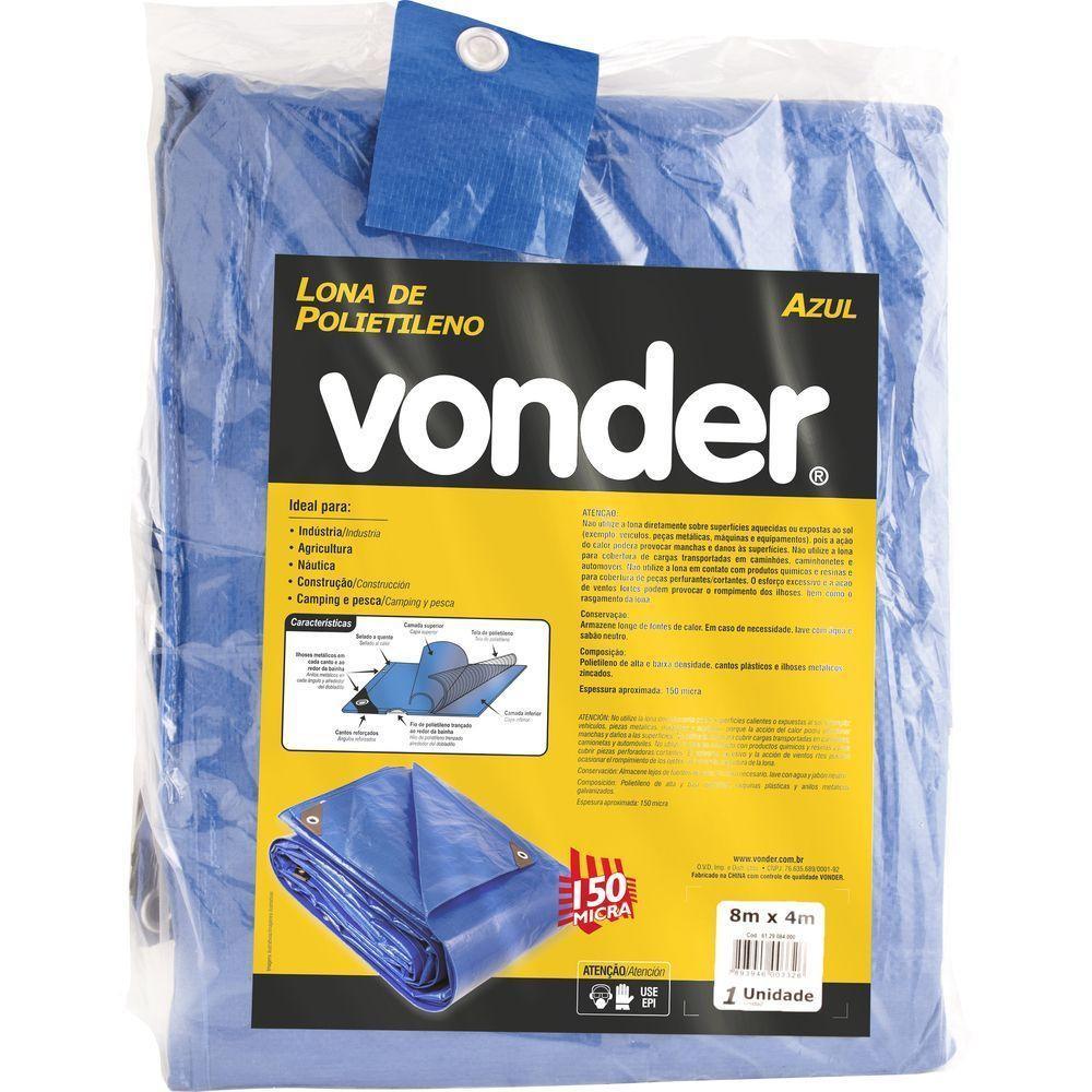 Lona Polietileno 2x2m Azul 150 Micras Média - Vonder - 2