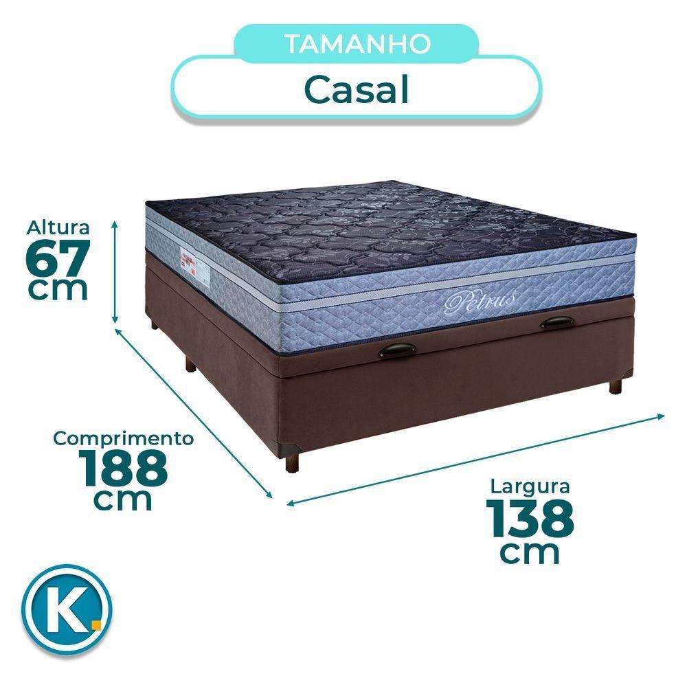 Conjunto Cama Box Bau Marrom Casal + Colchão Molas Ensacadas Petrus Paropas - 2