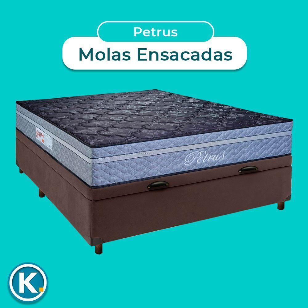 Conjunto Cama Box Bau Marrom Casal + Colchão Molas Ensacadas Petrus Paropas - 3