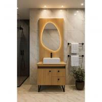 Gabinete Para Banheiro Tech Led 2g 80cm Com Pé Preto - 2