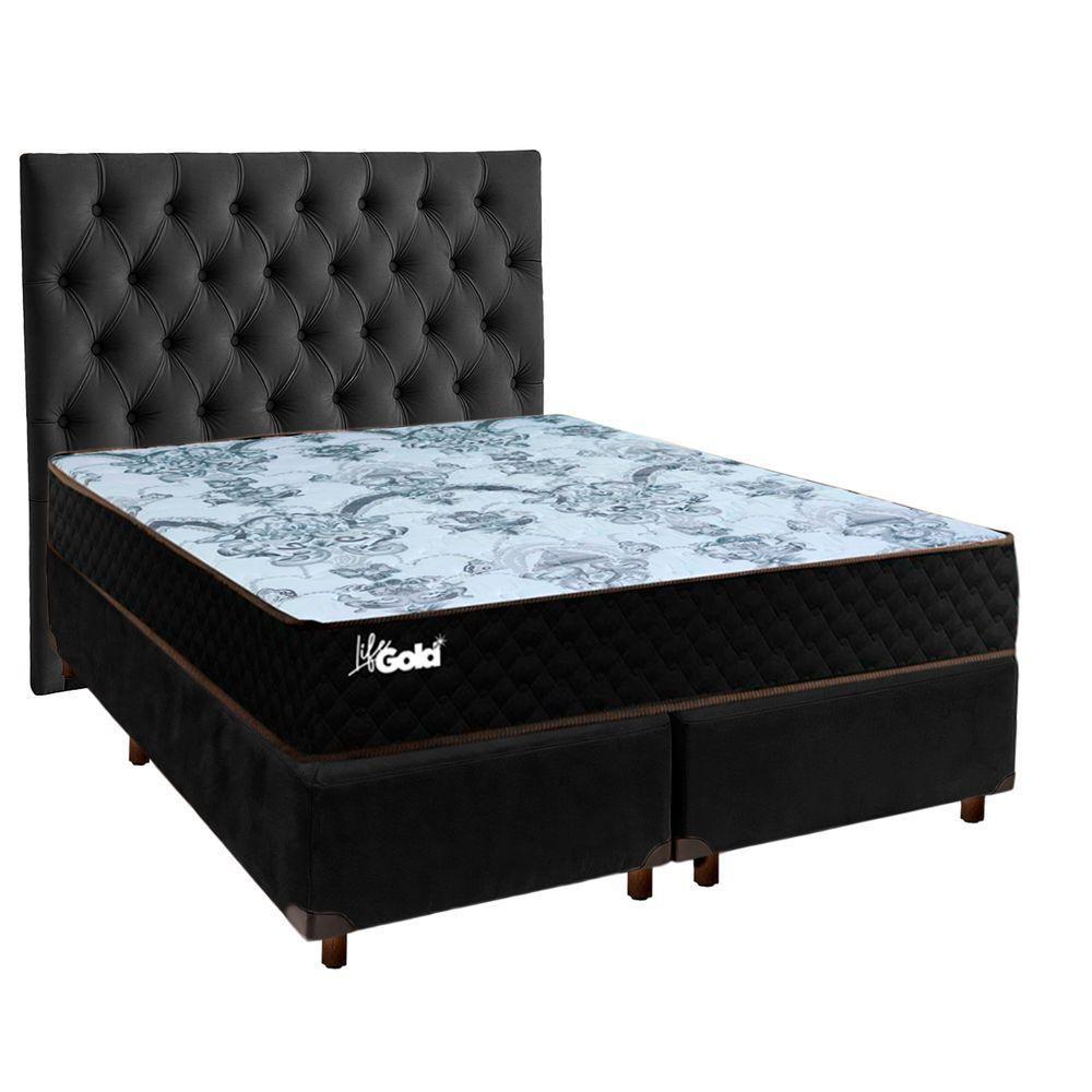 Kit Cama Box + Cabeceira + Colchão Casal Molas Ensacadas - Life Gold - Paropas - 1