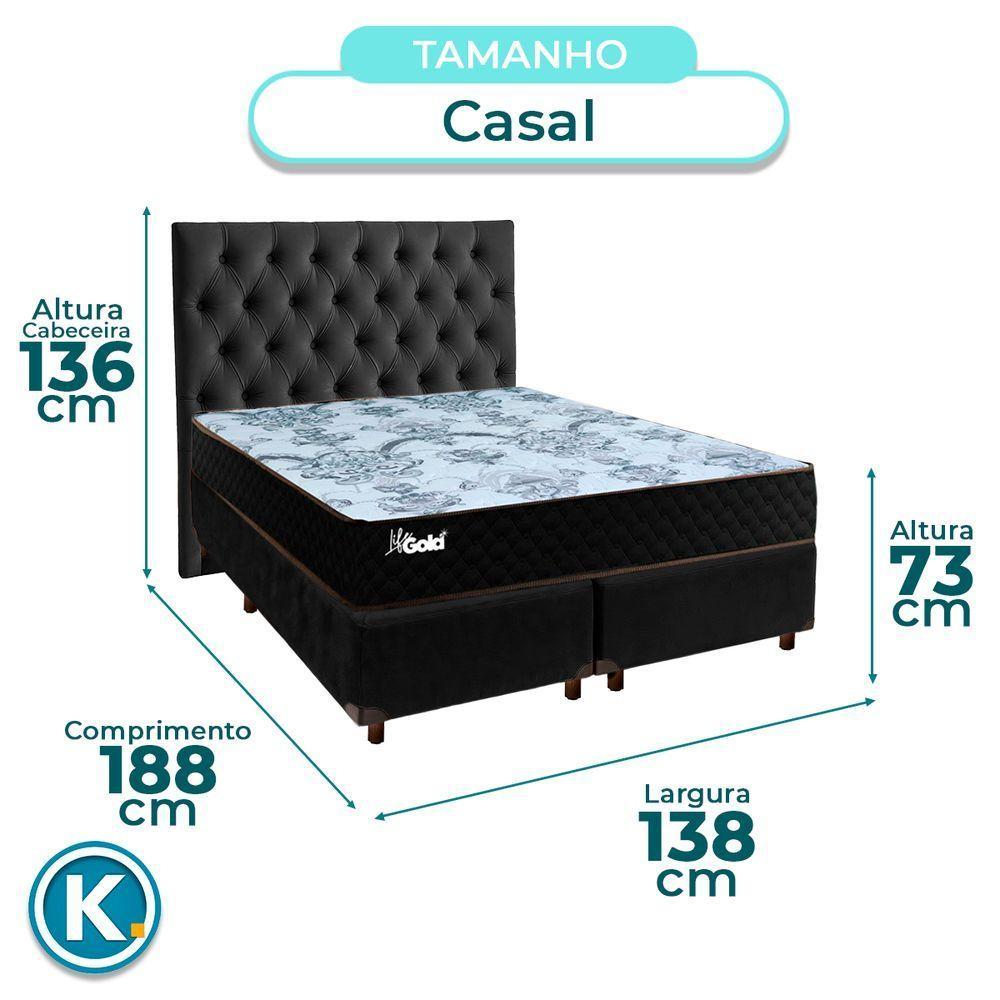 Kit Cama Box + Cabeceira + Colchão Casal Molas Ensacadas - Life Gold - Paropas - 2