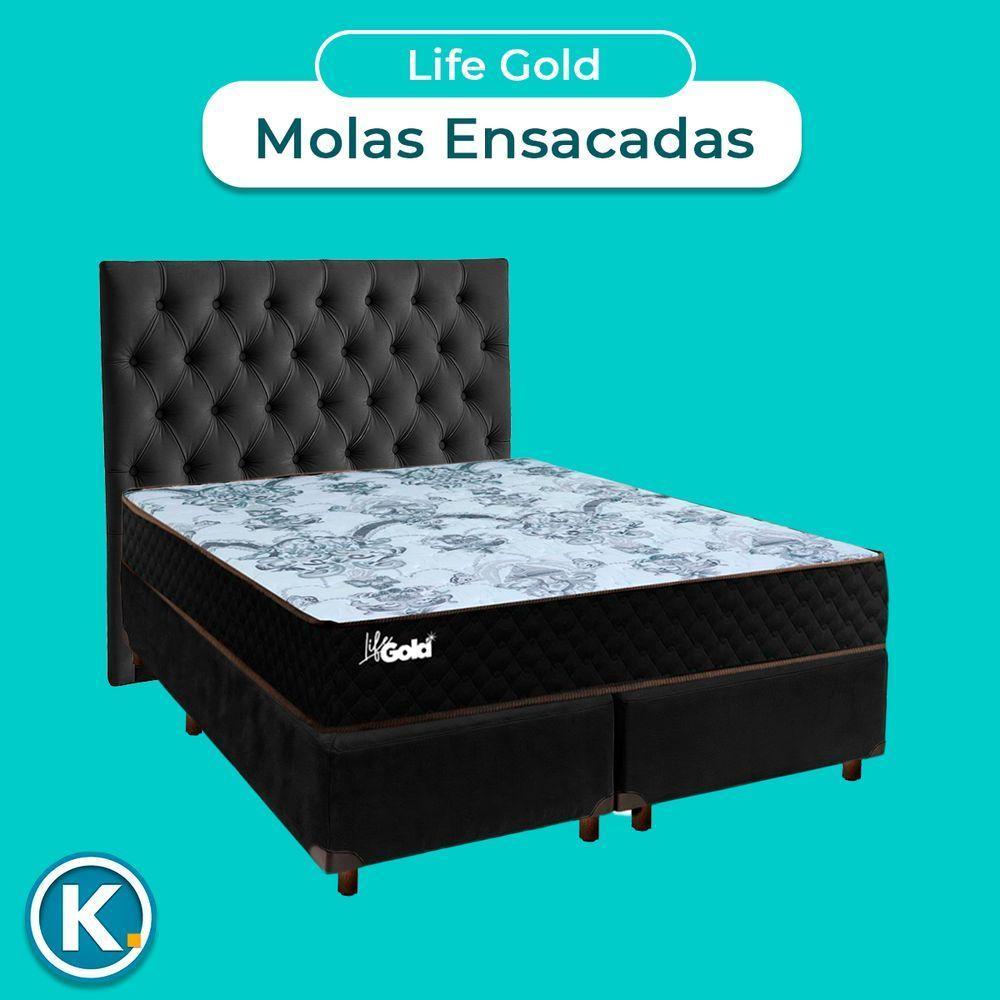 Kit Cama Box + Cabeceira + Colchão Casal Molas Ensacadas - Life Gold - Paropas - 3