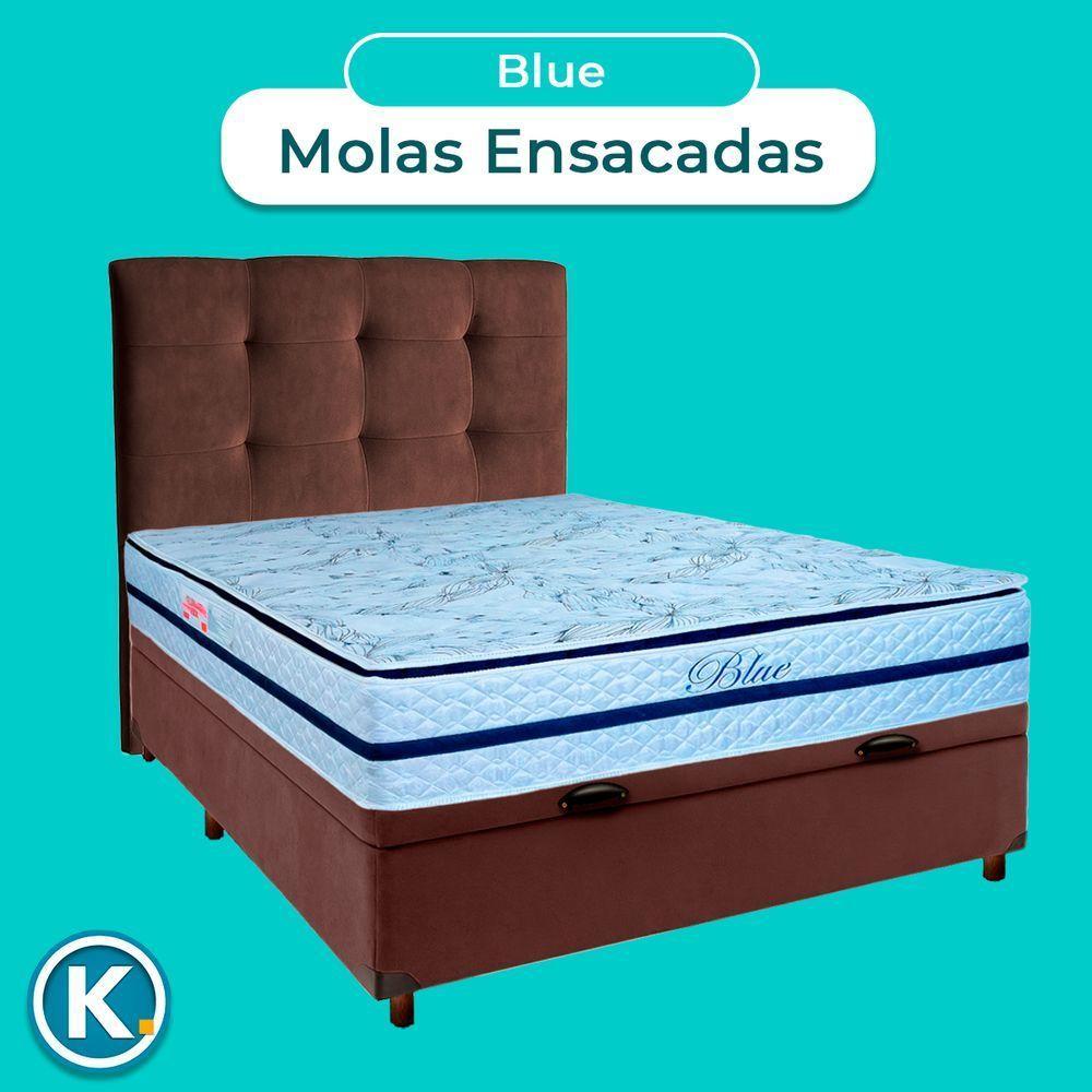 Conjunto Cama Box Bau Marrom Casal + Colchão Molas Ensacadas Blue Paropas + Cabeceira - 4