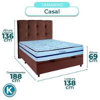 Conjunto Cama Box Bau Marrom Casal + Colchão Molas Ensacadas Blue Paropas + Cabeceira - 3