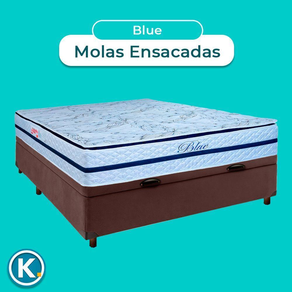 Conjunto Cama Box Bau Marrom Casal + Colchão Molas Ensacadas Blue Paropas - 4