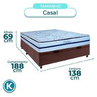 Conjunto Cama Box Bau Marrom Casal + Colchão Molas Ensacadas Blue Paropas - 3