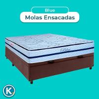 Conjunto Cama Box Bau Marrom Casal + Colchão Molas Ensacadas Blue Paropas
