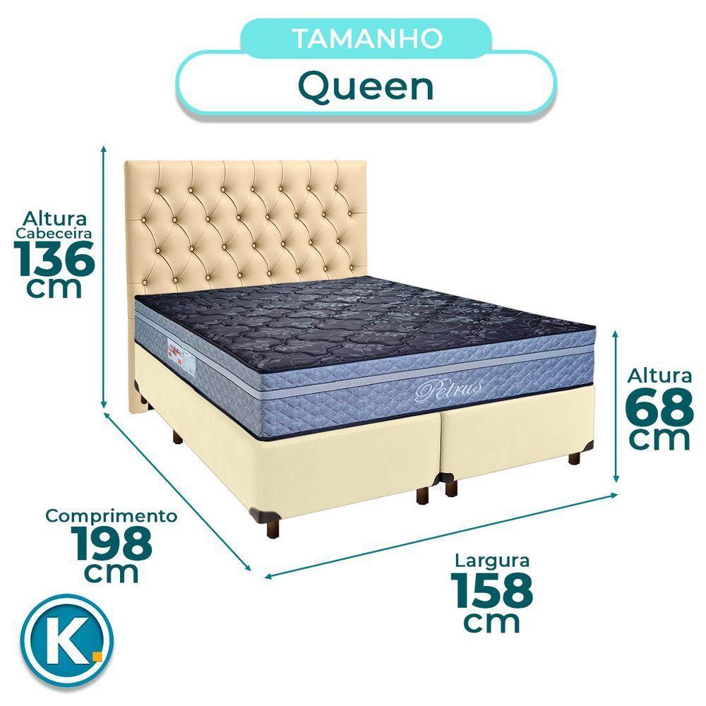 Conjunto Cama Box Bege Queen + Colchão Molas Ensacadas Petrus Paropas + Cabeceira - 3