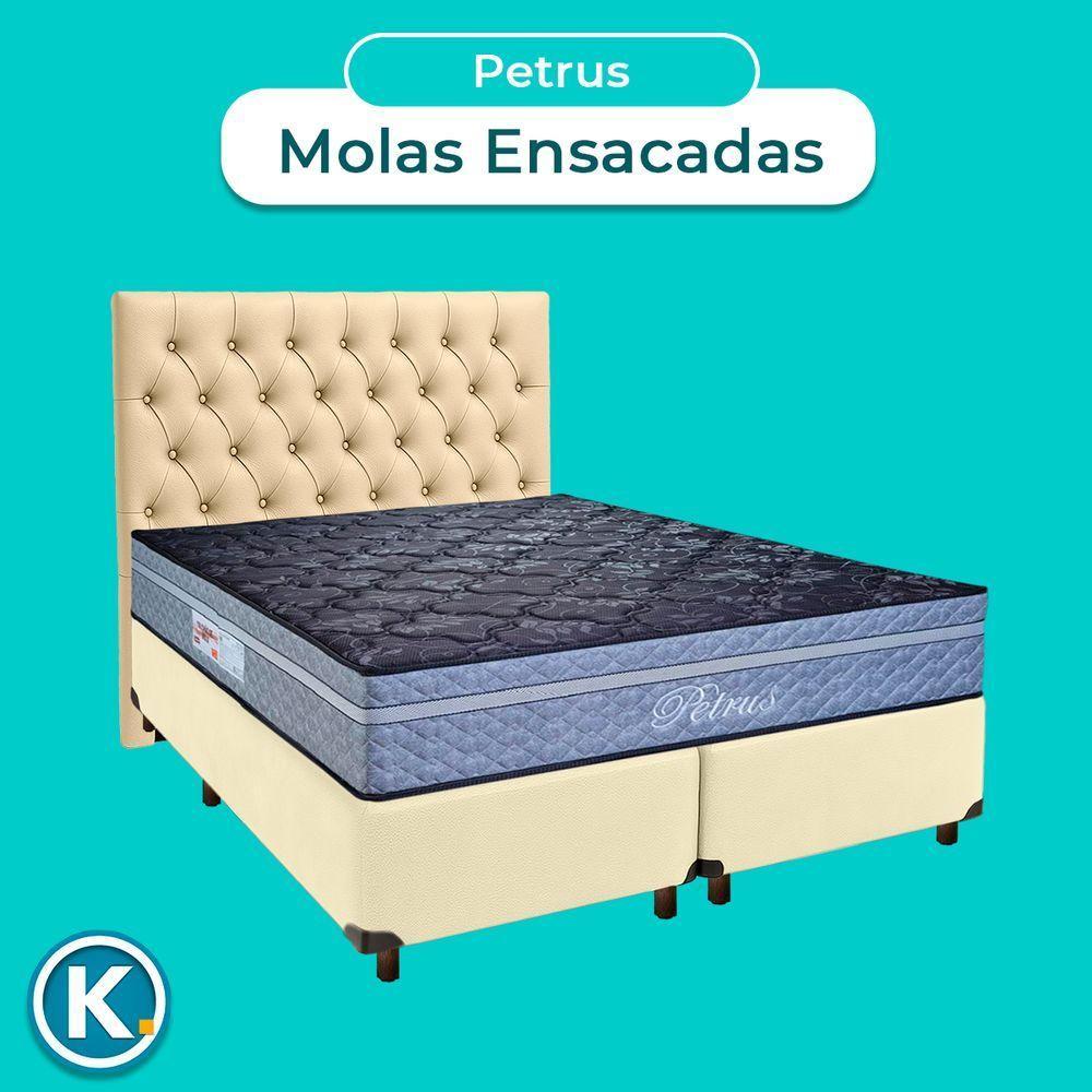 Conjunto Cama Box Bege Queen + Colchão Molas Ensacadas Petrus Paropas + Cabeceira - 4