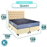 Conjunto Cama Box Bege Queen + Colchão Molas Ensacadas Petrus Paropas + Cabeceira - 3