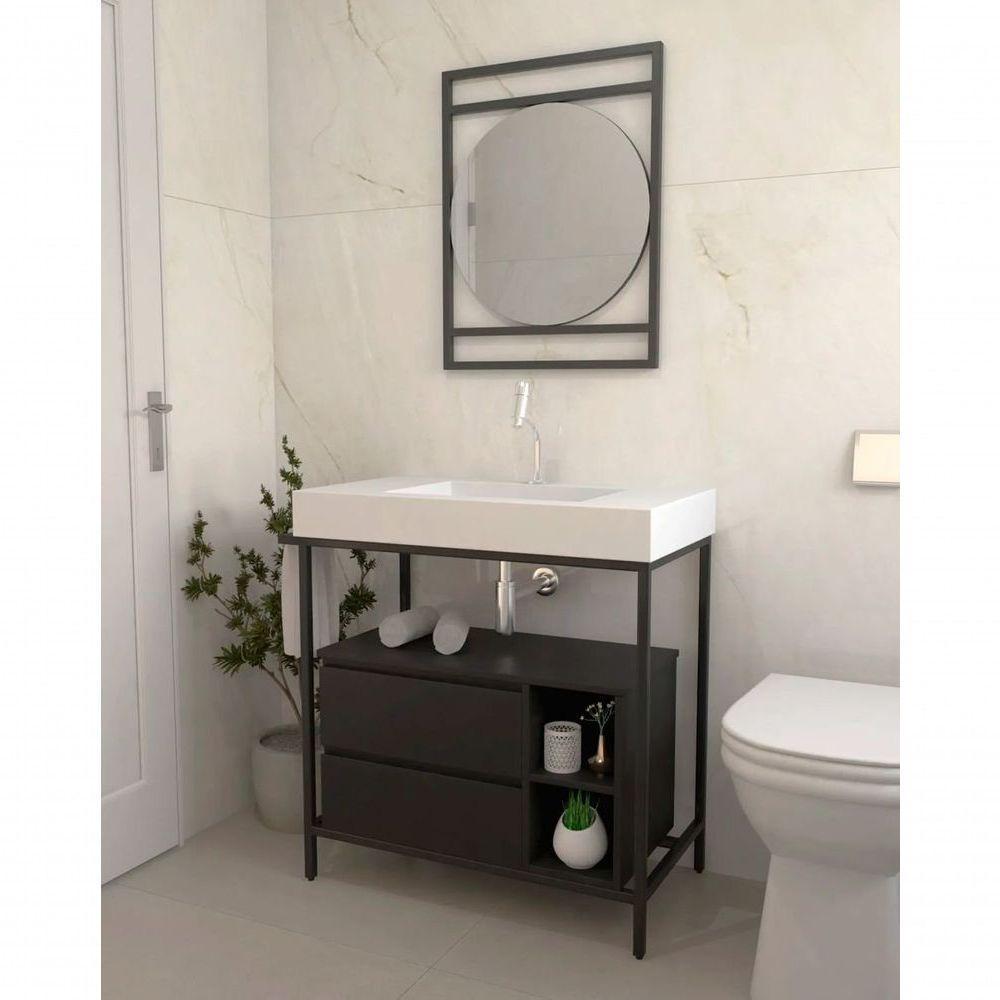 Gabinete Banheiro Ferro Steel Wood 80x45cm Branco Fosco - 2