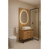 Gabinete Para Banheiro Tech Led 2g 80cm Com Pé Branco - 2