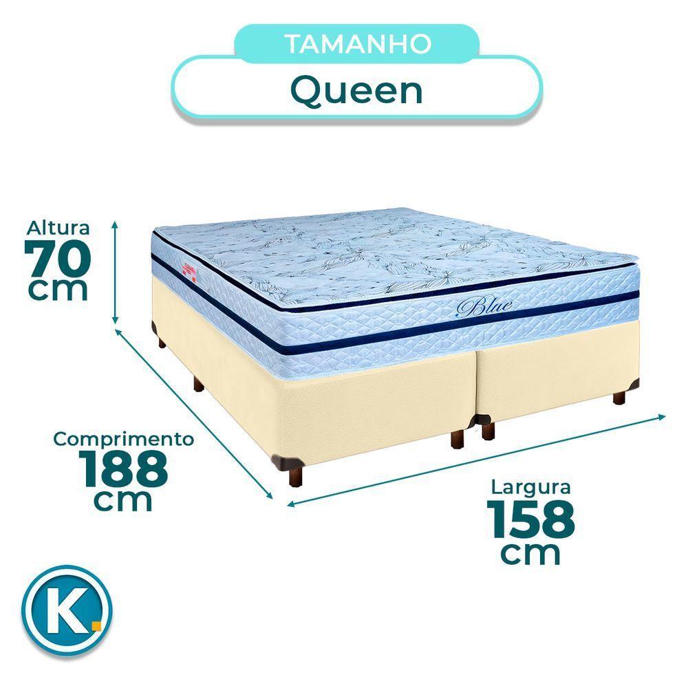 Conjunto Cama Box Bege Queen + Colchão Molas Ensacadas Blue Paropas - 3