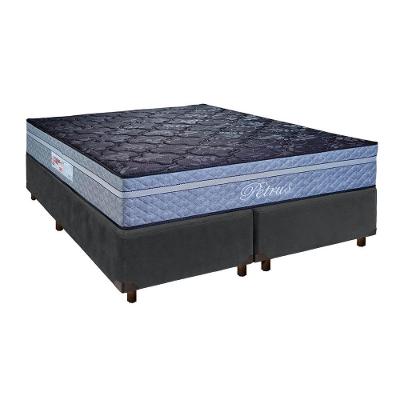 Cama Box Cinza Queen + Colchão Molas Ensacadas Petrus Paropas